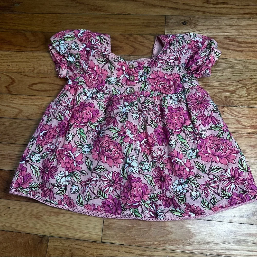 Tommy Bahamas Toddler Girl Floral Lined Pink Short Sleeve‎ Swing Top 4T